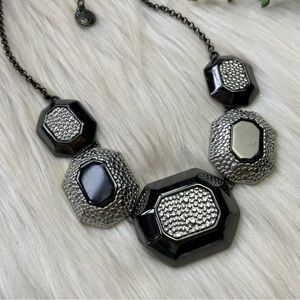 Octagon gunmetal silver tone necklace